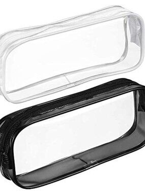 2 PCS Clear PVC Makeup Brush Bags with Zipper Travel Cosmetic Case Set
